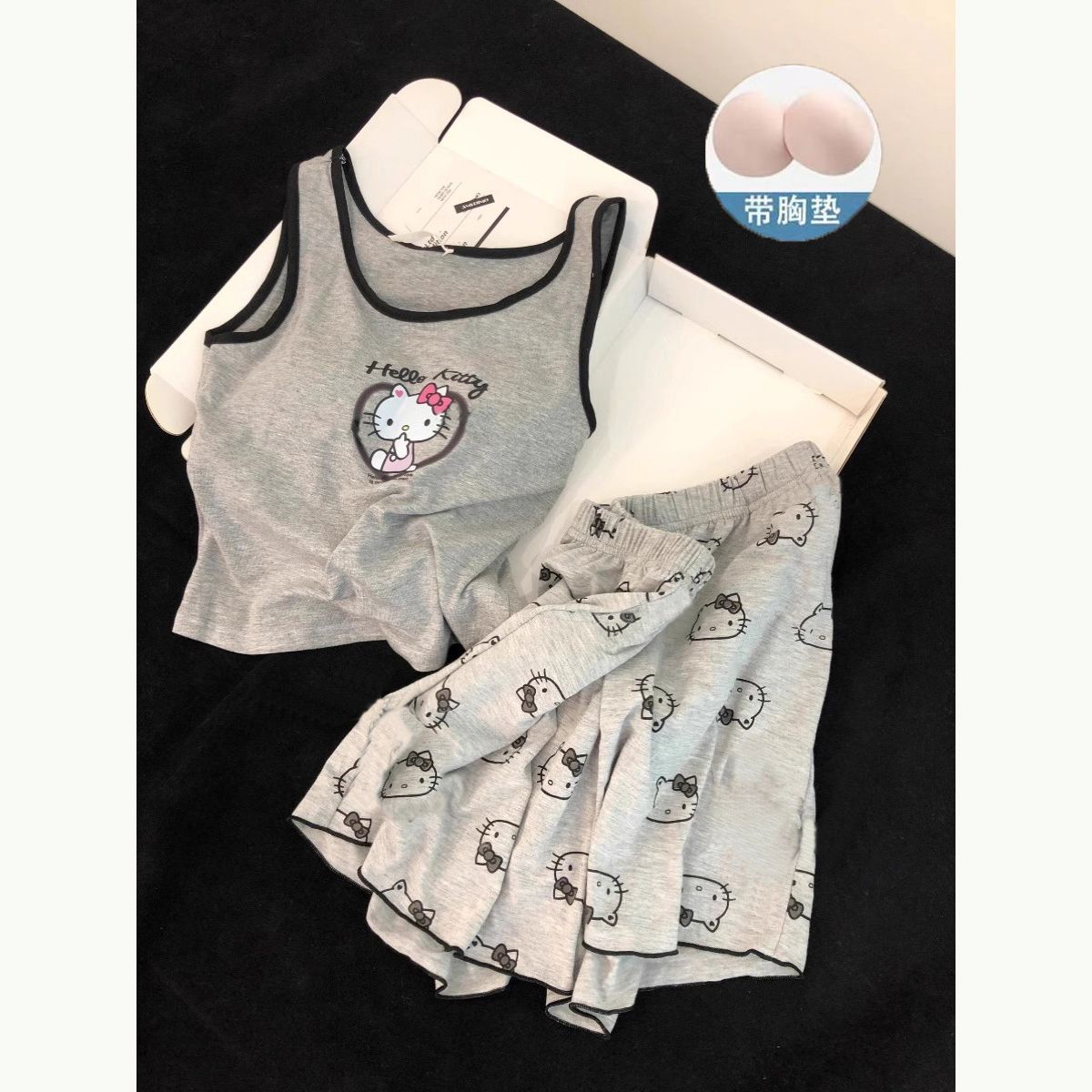 Summer Cotton-Like With Pads Homewear Women Short Sleeve Shorts 2 Pcs photo 5 (style 12)