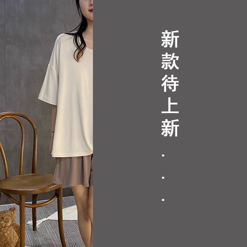 Summer Cotton-Like With Pads Homewear Women Short Sleeve Shorts 2 Pcs photo 2 (style 13)