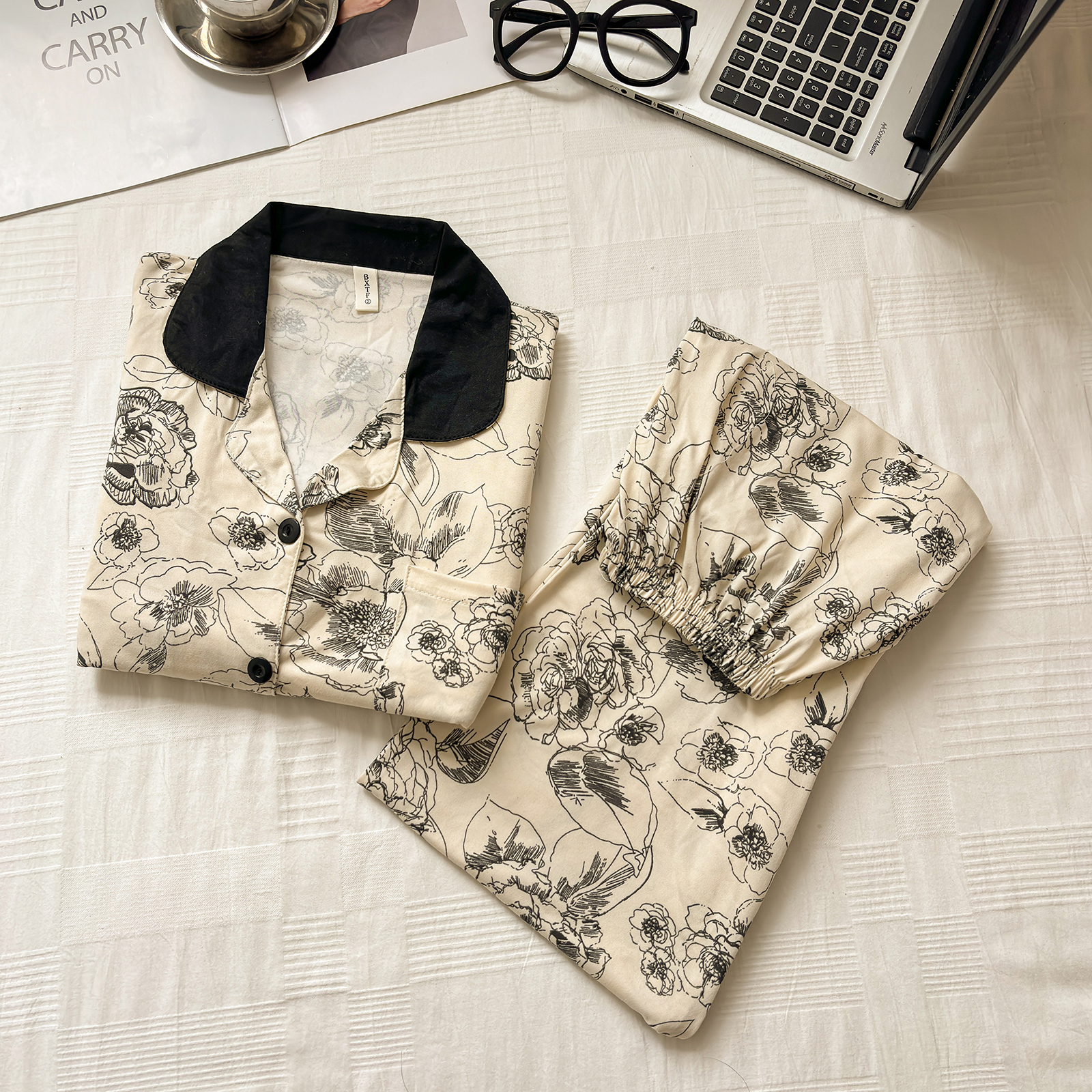 Summer Cotton-Like Cardigan Homewear Women Short Sleeve Shorts 2 Pcs B photo 2 (style 22)