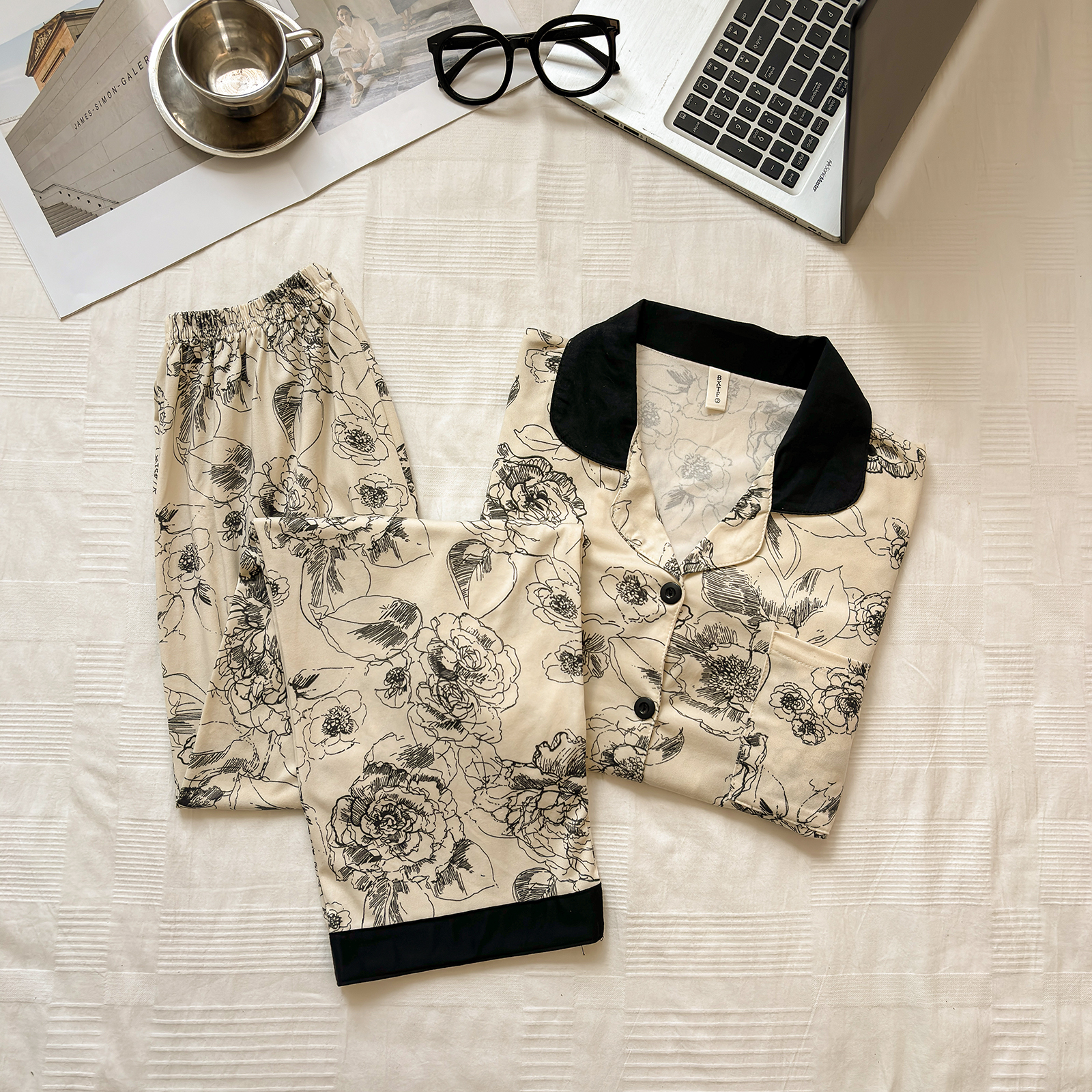 Summer Cotton-Like Cardigan Homewear Women Short Sleeve Shorts 2 Pcs B photo 4 (style 22)