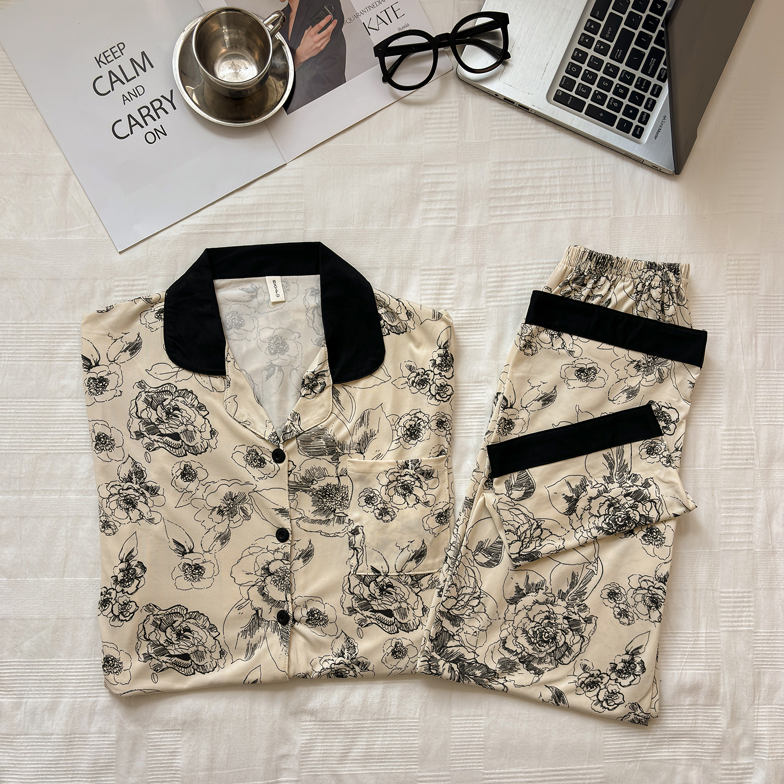 Summer Cotton-Like Cardigan Homewear Women Short Sleeve Shorts 2 Pcs B photo 6 (style 22)