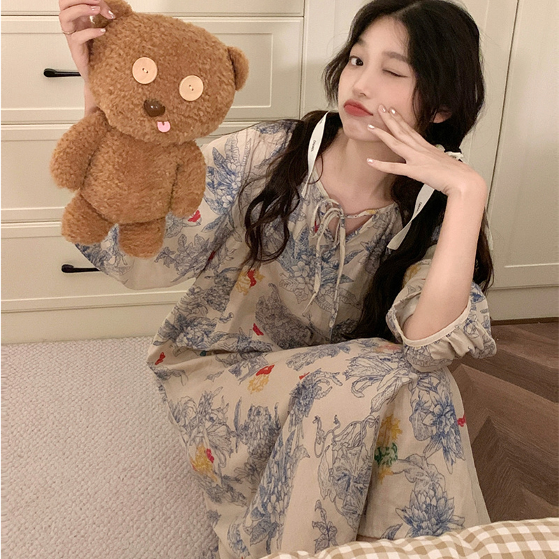 Summer Cotton-Like Camisole Nightgown Women Loose Slim Breathable Home photo 6 (style 13)