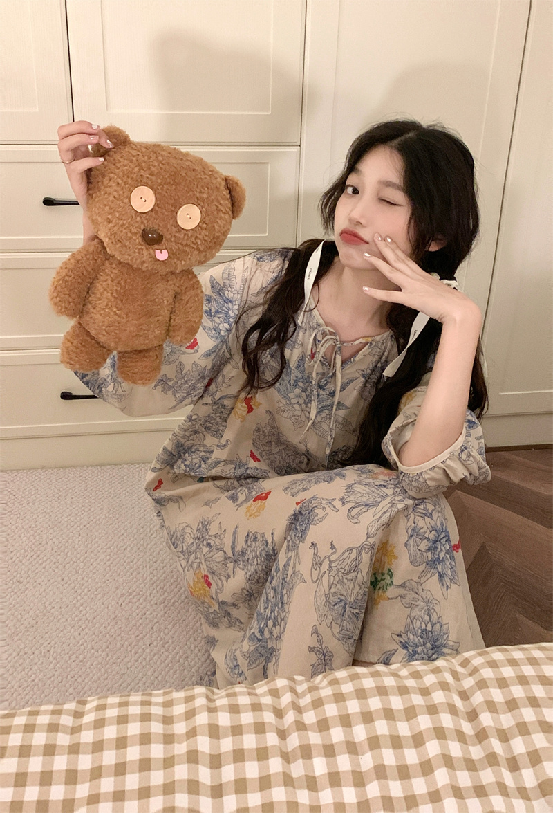 Summer Cotton-Like Camisole Nightgown Women Loose Slim Breathable Home photo 7 (style 13)