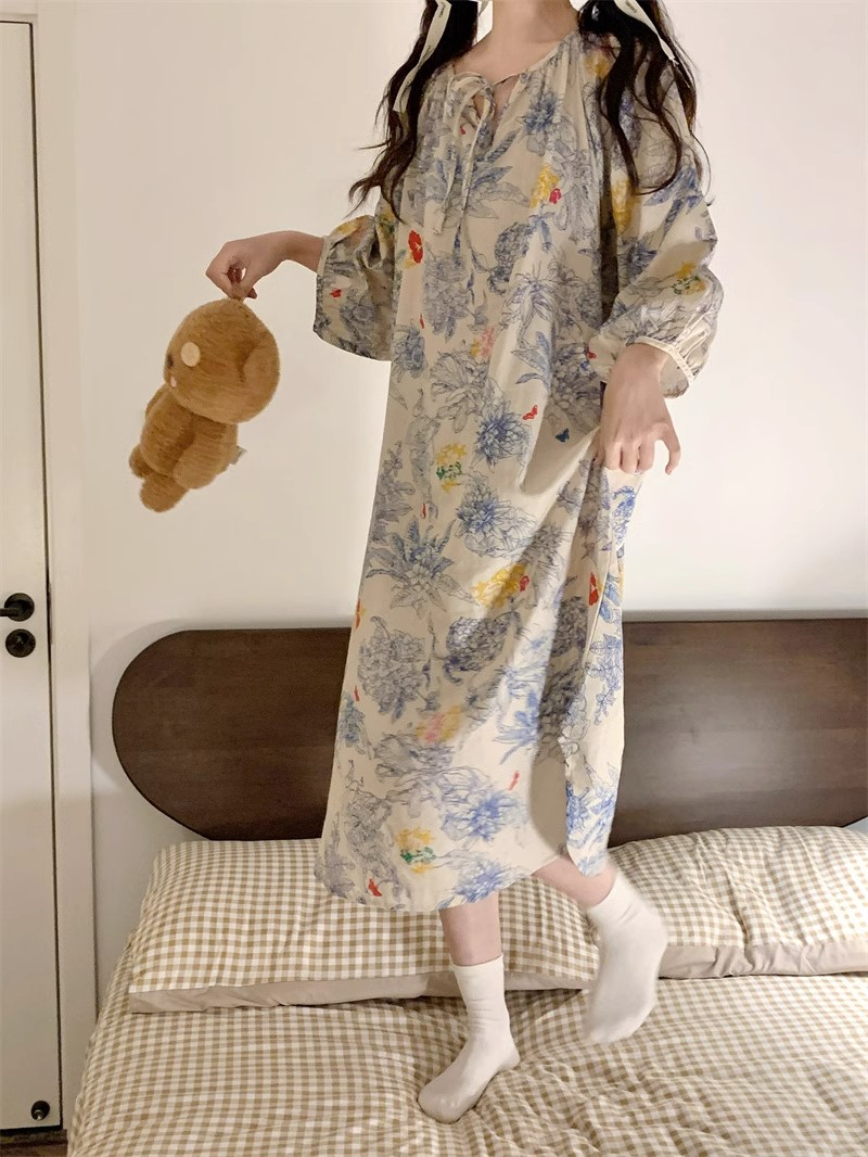 Summer Cotton-Like Camisole Nightgown Women Loose Slim Breathable Home photo 3 (style 13)