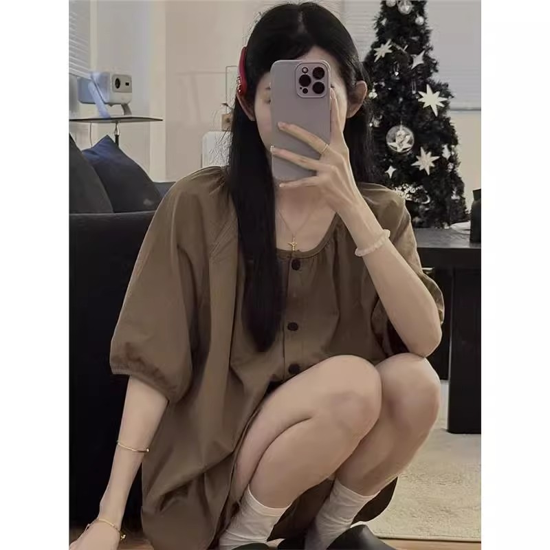 Summer Cotton Cardigan Homewear Women Short Sleeve Shorts 2 Pcs Breath photo 4 (style 13)