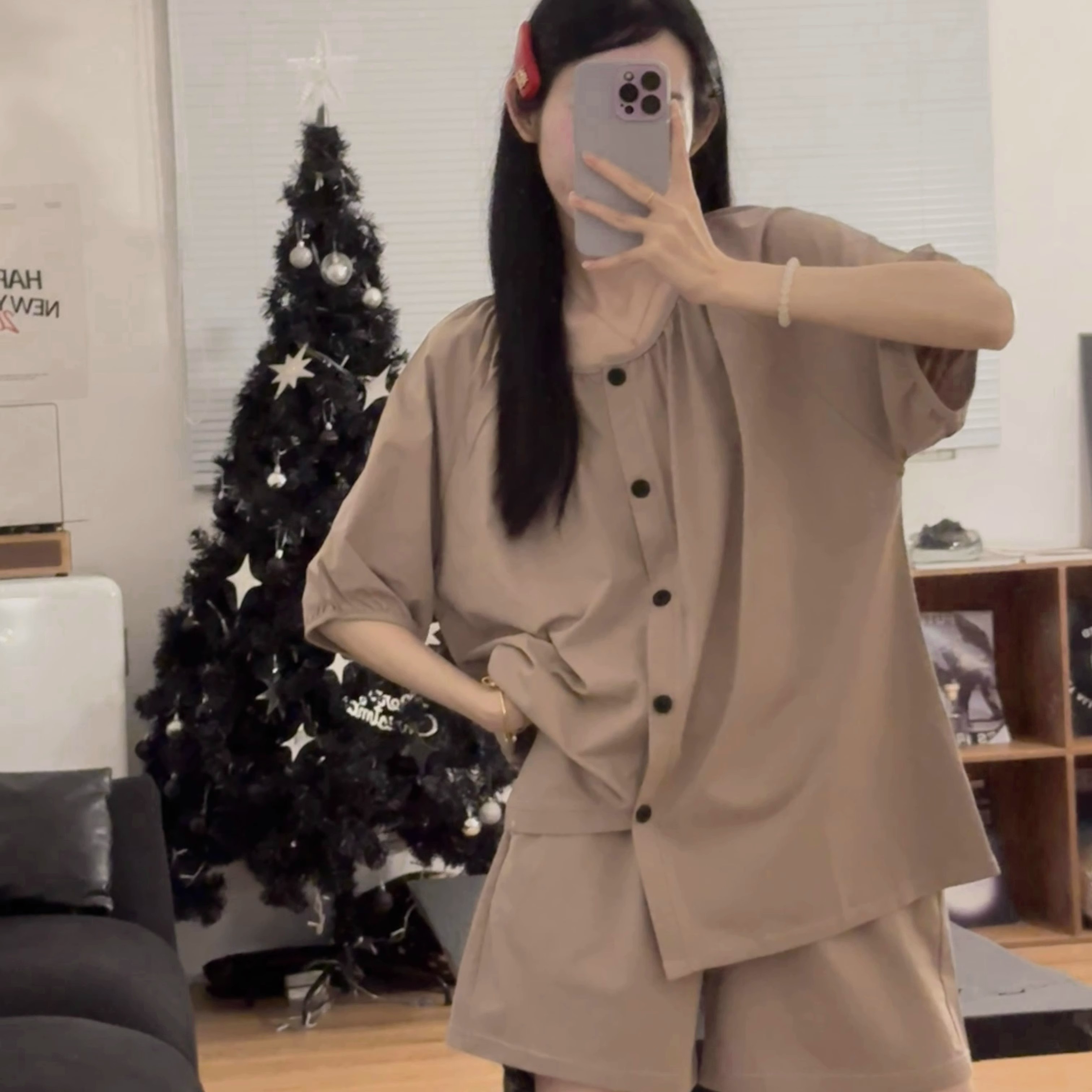 Summer Cotton Cardigan Homewear Women Short Sleeve Shorts 2 Pcs Breath photo 5 (style 13)