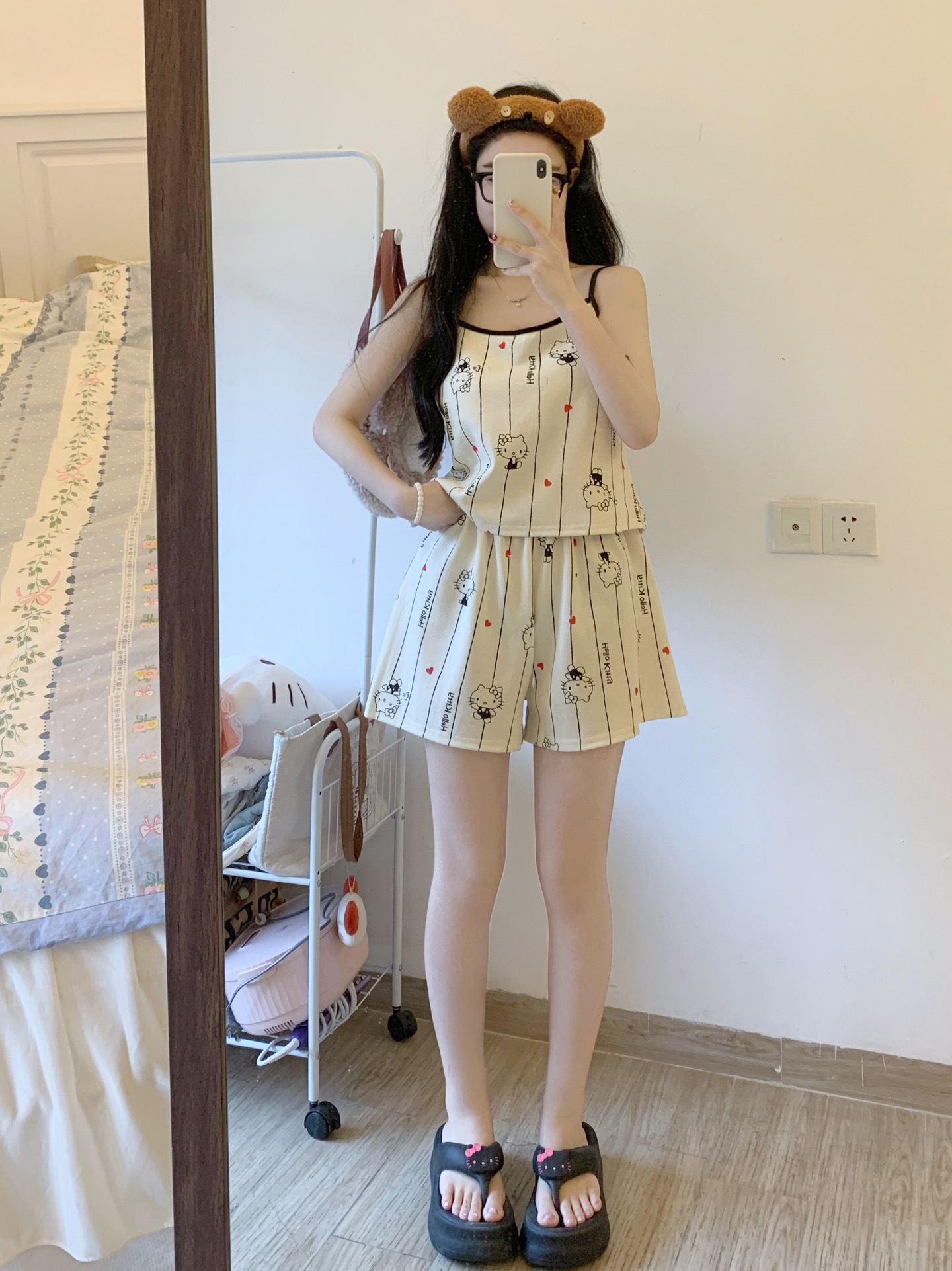 Summer Cotton With Pads Camisole Homewear Women Short Sleeve Shorts 2 photo 3 (style 12)