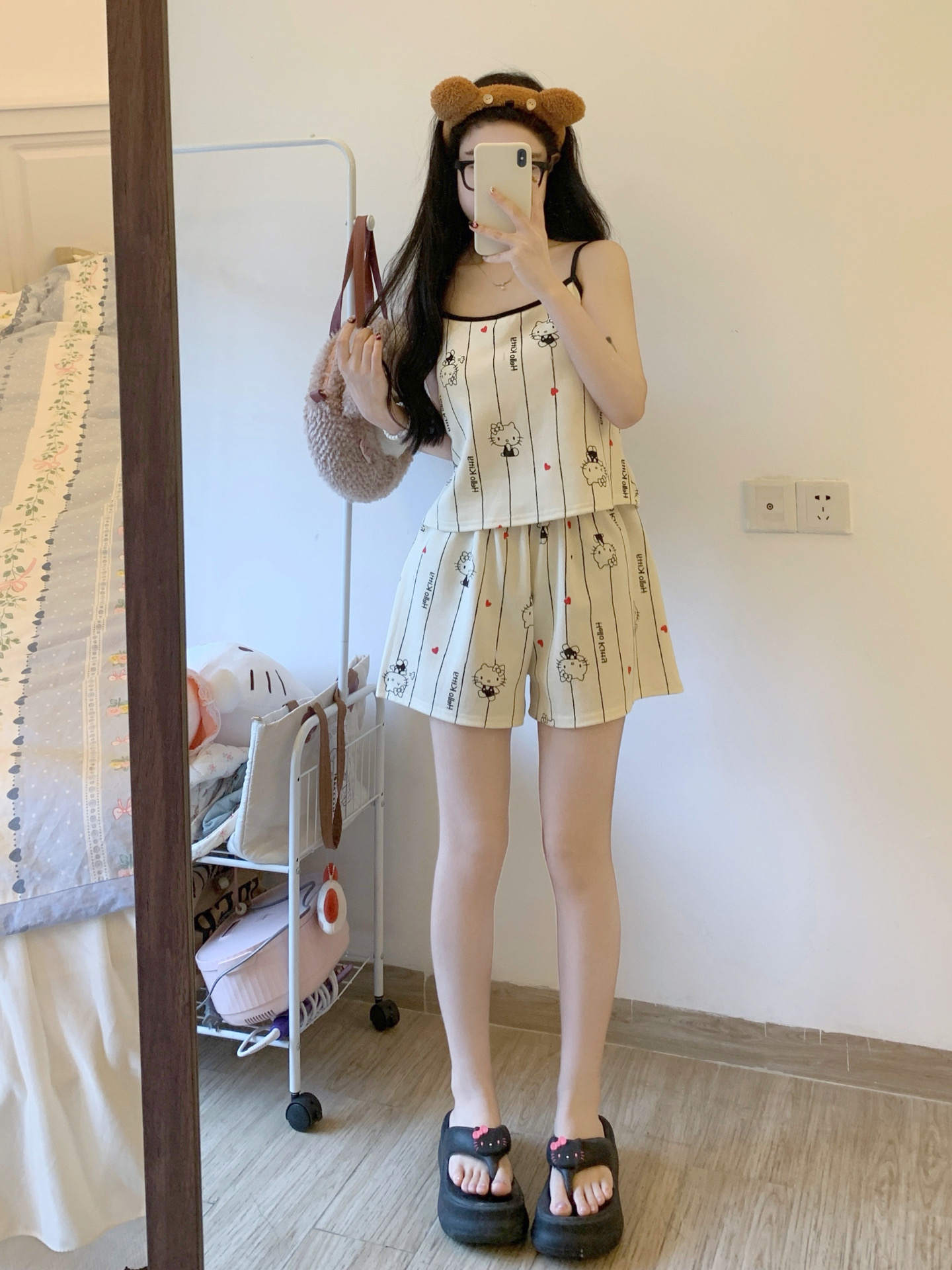 Summer Cotton With Pads Camisole Homewear Women Short Sleeve Shorts 2 photo 4 (style 12)