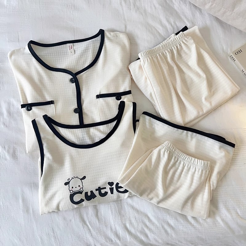 Summer Cotton Homewear Women Short Sleeve Shorts 2 Pcs Breathable Comf photo 5 (style 30)