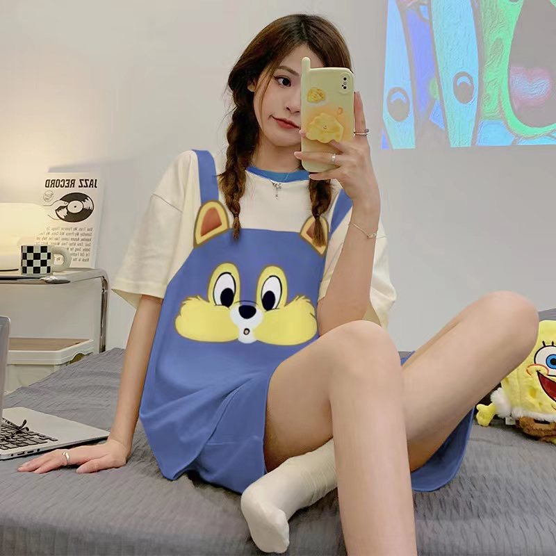 Summer Cotton Homewear Women Short Sleeve Shorts 2 Pcs Breathable Comf photo 3 (style local-宝欣)