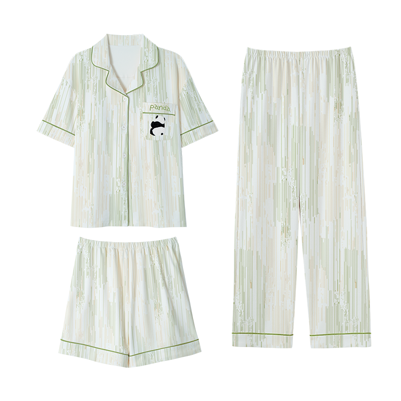 Summer Cotton Homewear Women Short Sleeve Shorts 2 Pcs Breathable Comf photo 7 (style local-市场款)