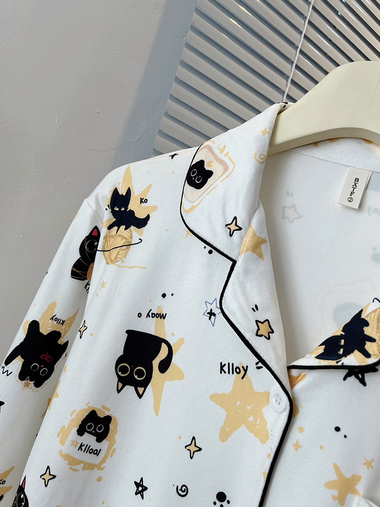 Summer Cotton Homewear Women Short Sleeve Shorts 2 Pcs Breathable Comf photo 6 (style local-德绒)
