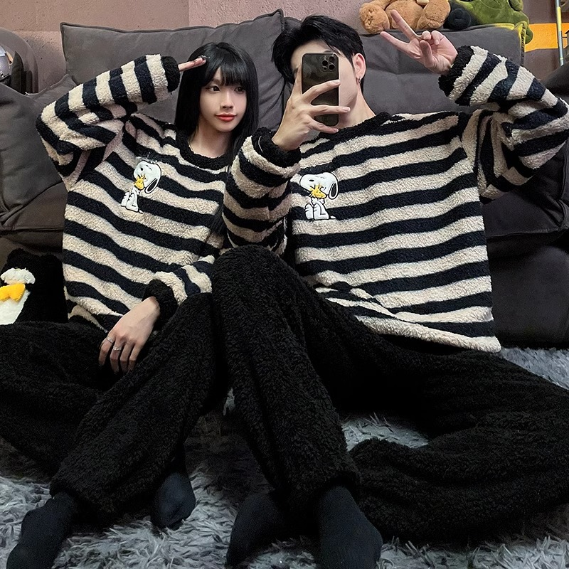 Summer Cotton Couple Homewear Women Short Sleeve Shorts 2 Pcs Breathab photo 6 (style 513013426)