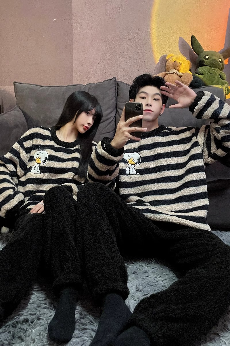 Summer Cotton Couple Homewear Women Short Sleeve Shorts 2 Pcs Breathab photo 7 (style 513013426)