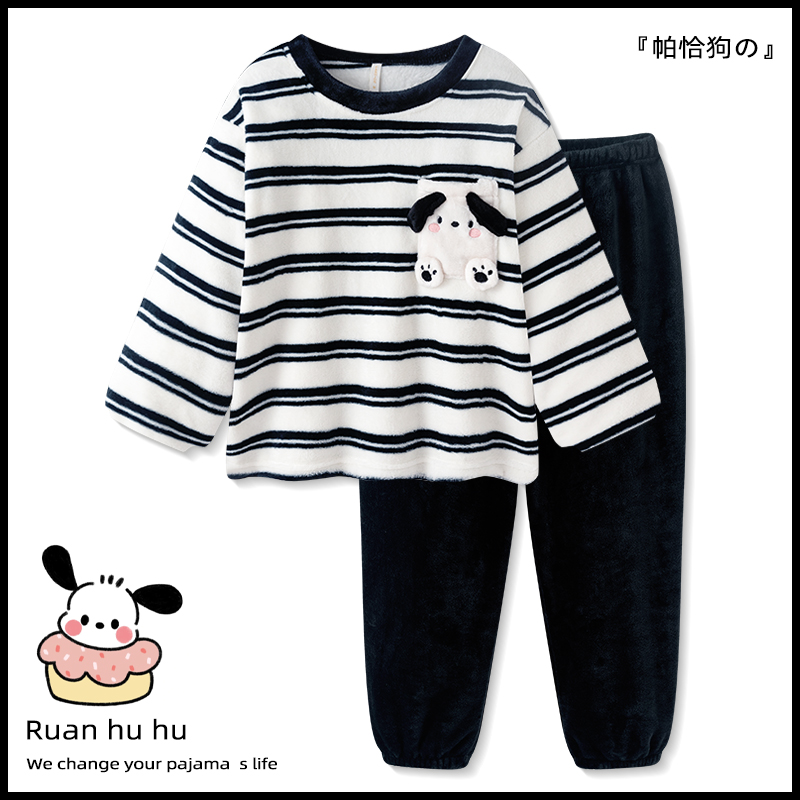 Autumn Winter Flannel Couple Homewear Women Short Sleeve Shorts 2 Pcs photo 4 (style 24)
