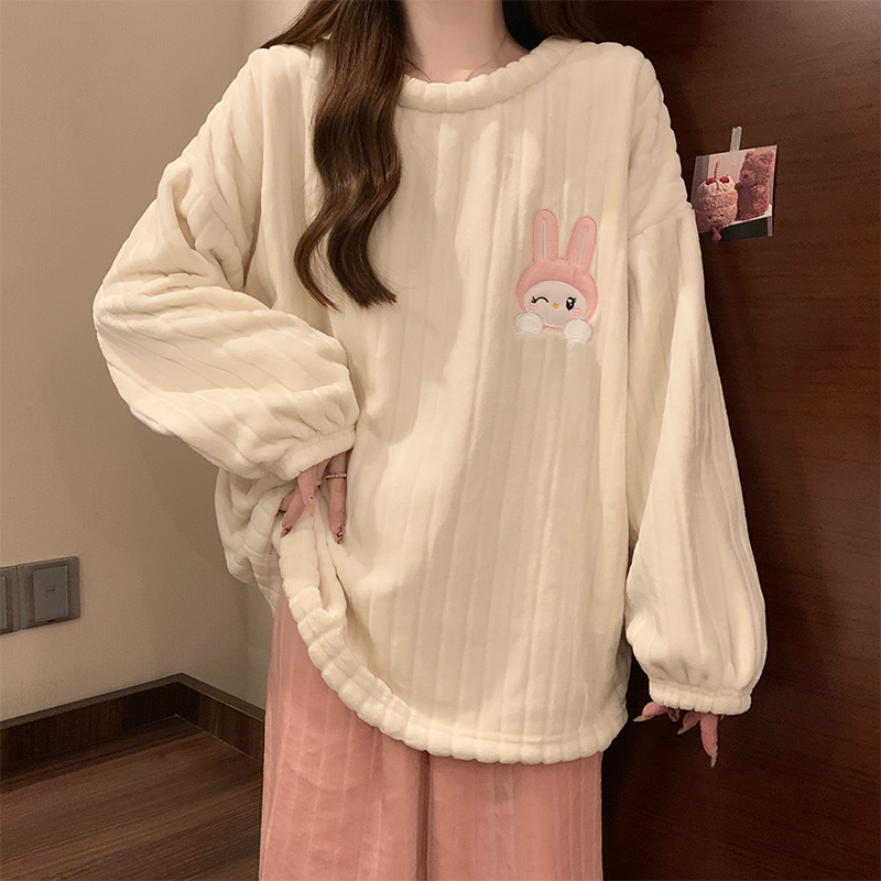 Autumn Winter Flannel Homewear Women Short Sleeve Shorts 2 Pcs Thick W photo 6 (style 22)