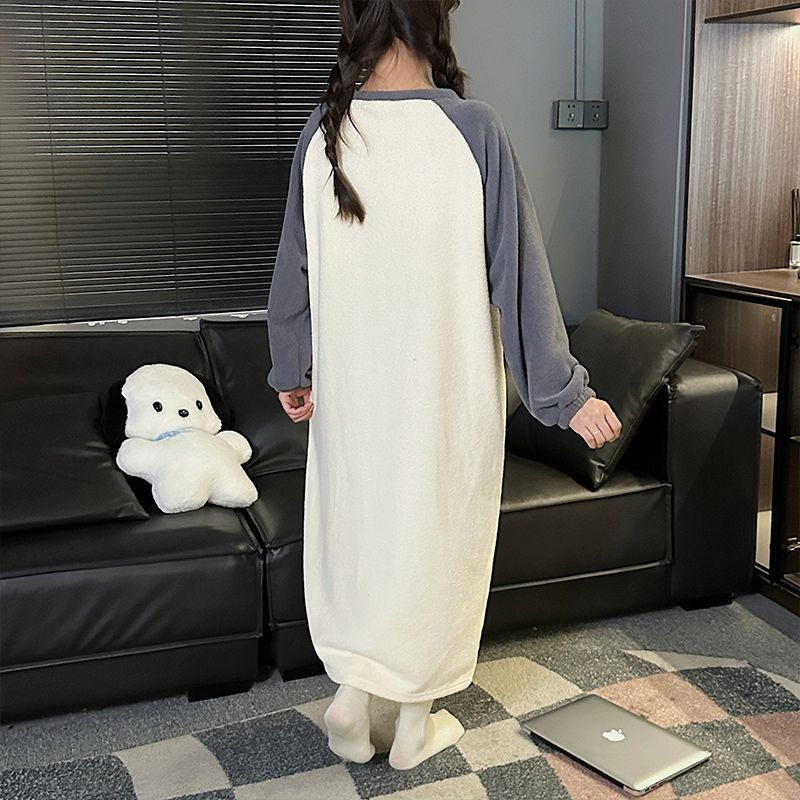 Autumn Winter Flannel Camisole Nightgown Women Loose Slim Breathable H photo 3 (style 18)