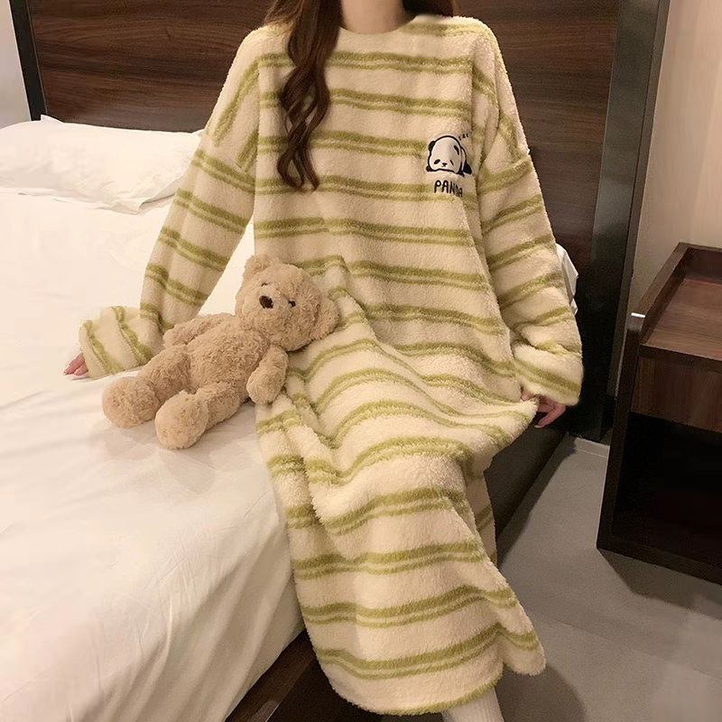 Autumn Winter Flannel Camisole Nightgown Women Loose Slim Breathable H photo 2 (style 20)