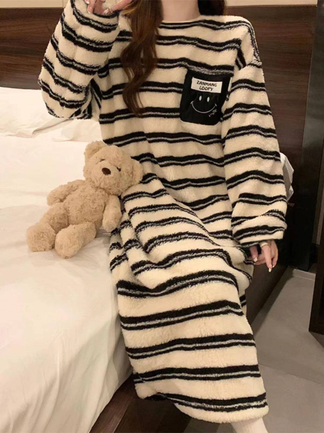 Autumn Winter Flannel Camisole Nightgown Women Loose Slim Breathable H photo 5 (style 20)