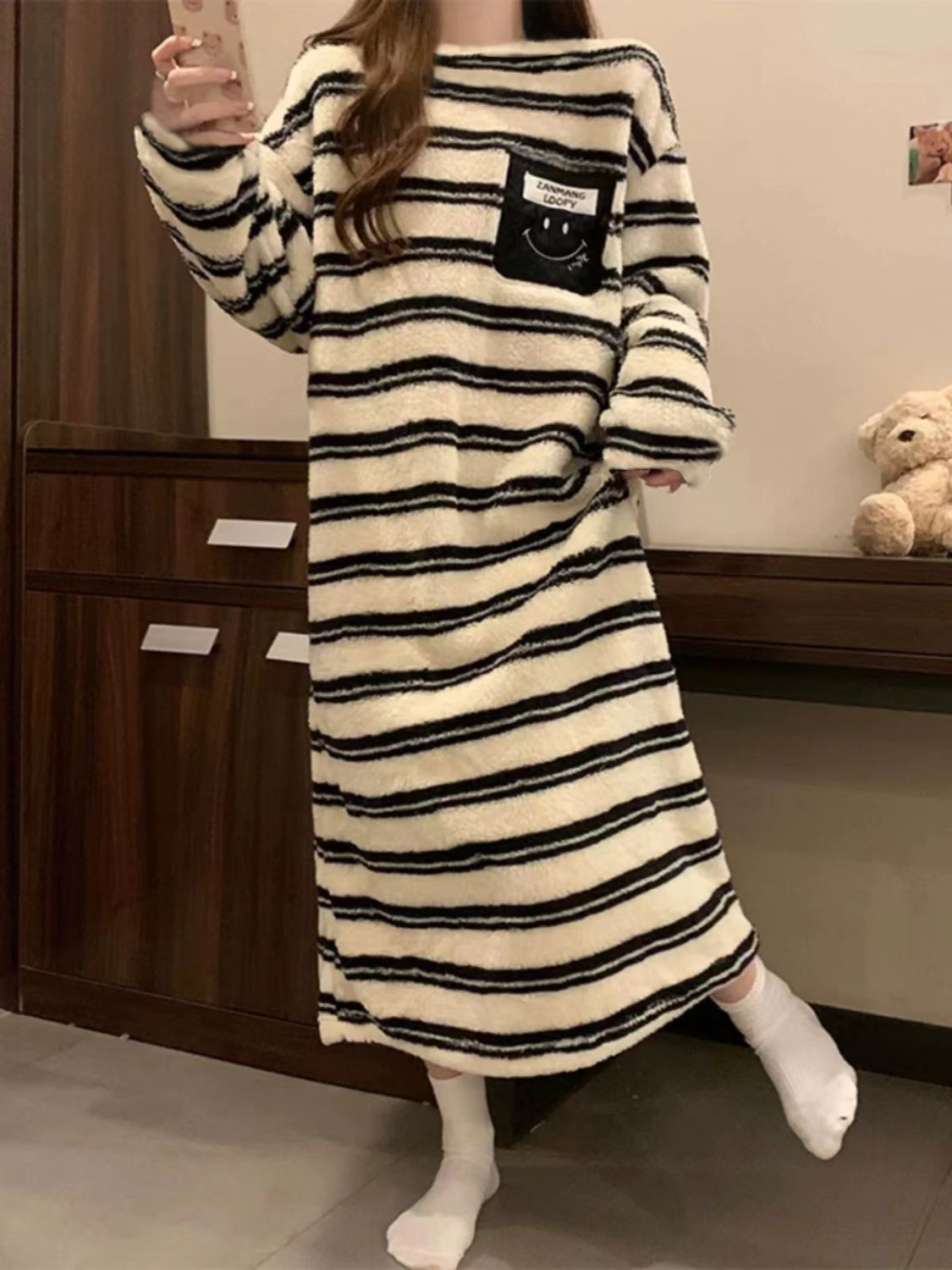 Autumn Winter Flannel Camisole Nightgown Women Loose Slim Breathable H photo 7 (style 20)