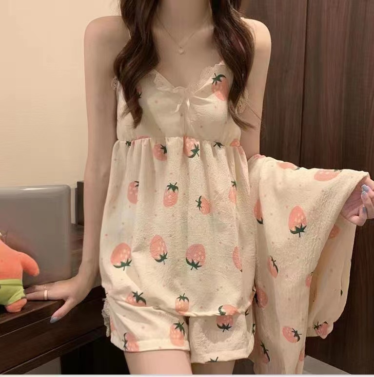 Summer Cotton Homewear Women Short Sleeve Shorts 2 Pcs Breathable Comf photo 2 (style 28)