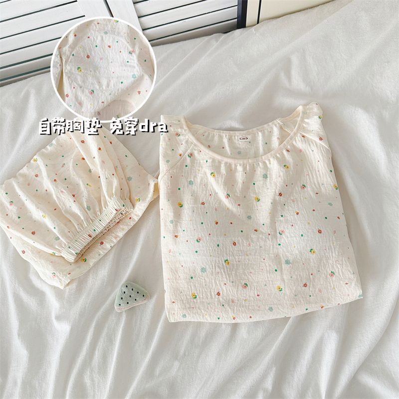 Summer Cotton Homewear Women Short Sleeve Shorts 2 Pcs Breathable Comf photo 2 (style 14)