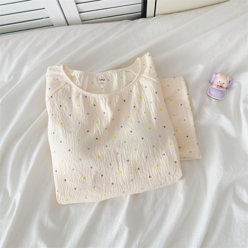 Summer Cotton Homewear Women Short Sleeve Shorts 2 Pcs Breathable Comf photo 4 (style 14)