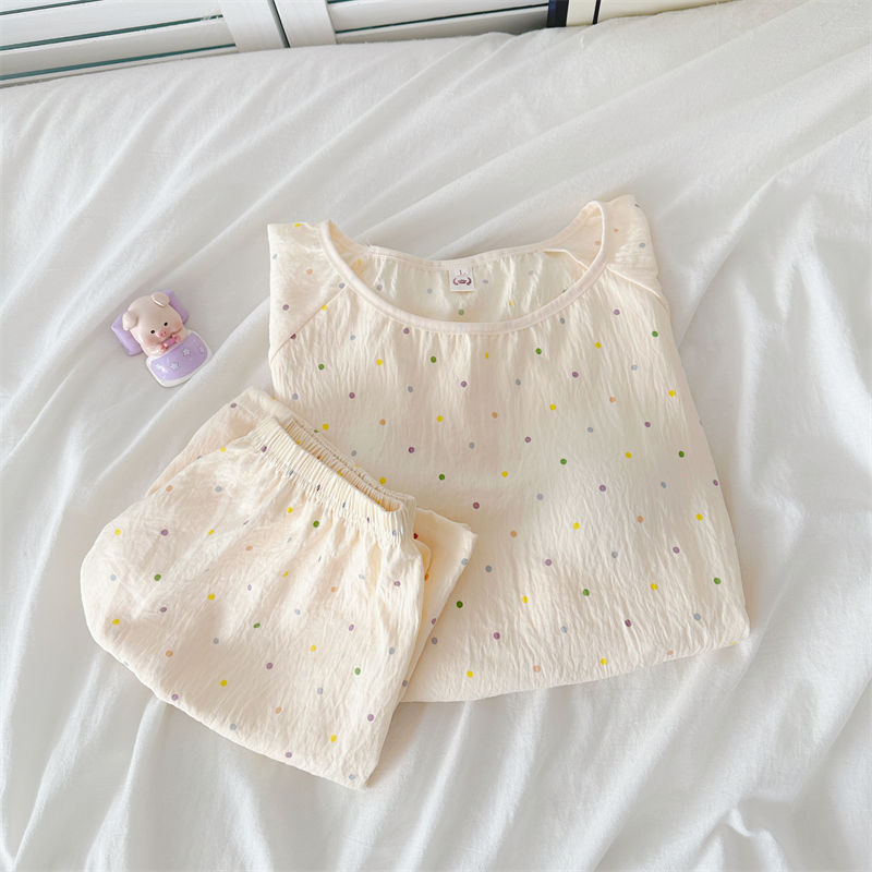 Summer Cotton Homewear Women Short Sleeve Shorts 2 Pcs Breathable Comf photo 7 (style 14)