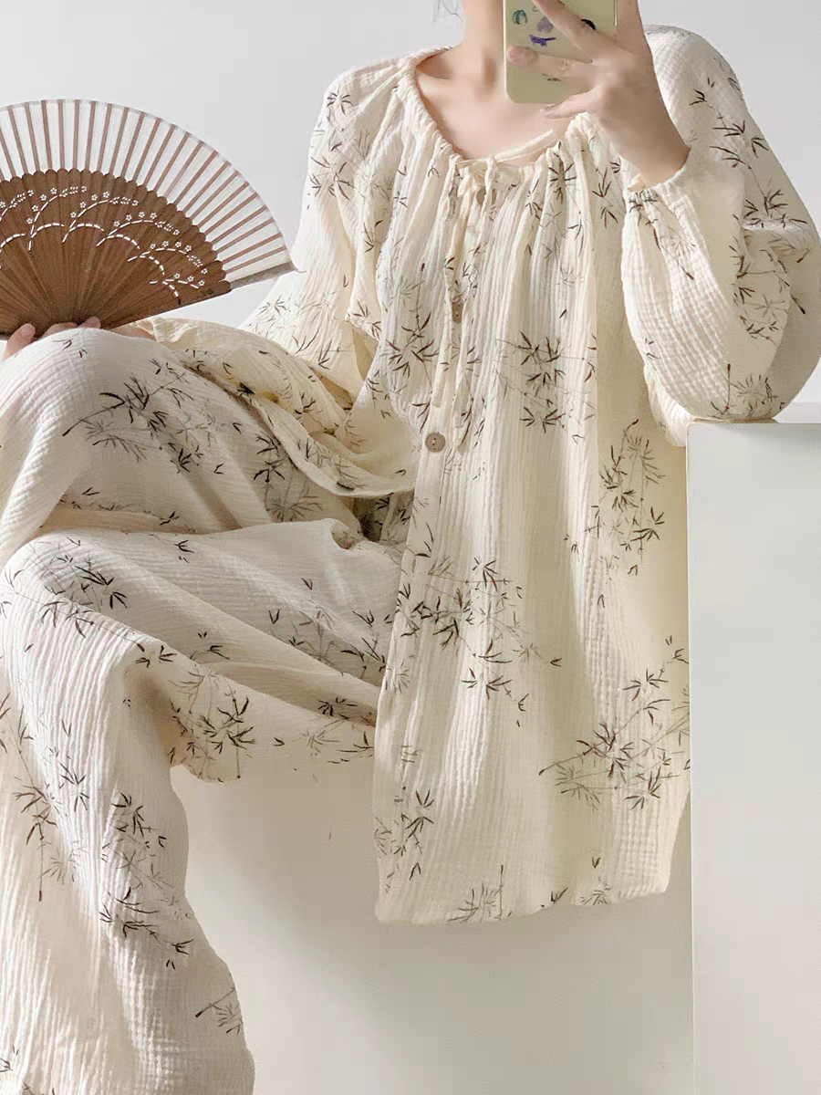 Summer Cotton Long Sleeve Homewear Women Short Sleeve Shorts 2 Pcs Bre photo 4 (style 17)