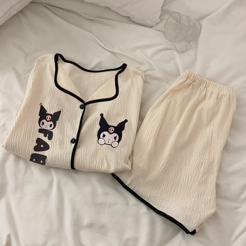 Summer Cotton Cardigan Homewear Women Short Sleeve Shorts 2 Pcs Breath photo 2 (style 14)