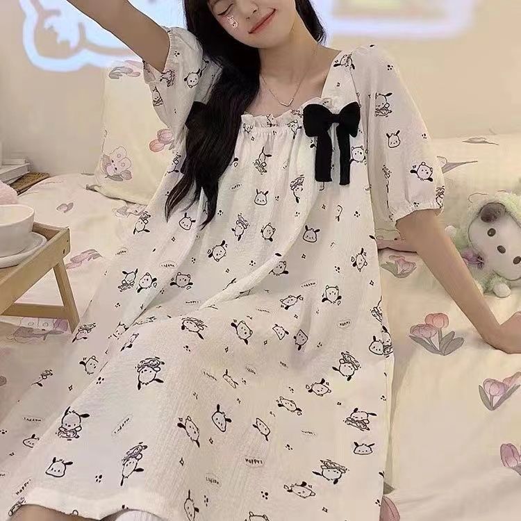 Summer Cotton Camisole Bowknot Nightgown Women Loose Slim Breathable H photo 1 (style 14)
