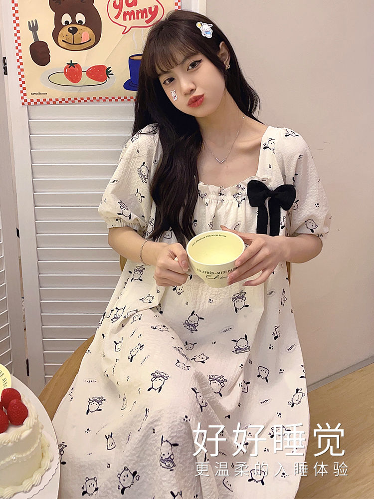 Summer Cotton Camisole Bowknot Nightgown Women Loose Slim Breathable H photo 4 (style 14)