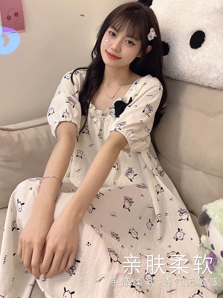 Summer Cotton Camisole Bowknot Nightgown Women Loose Slim Breathable H photo 5 (style 14)