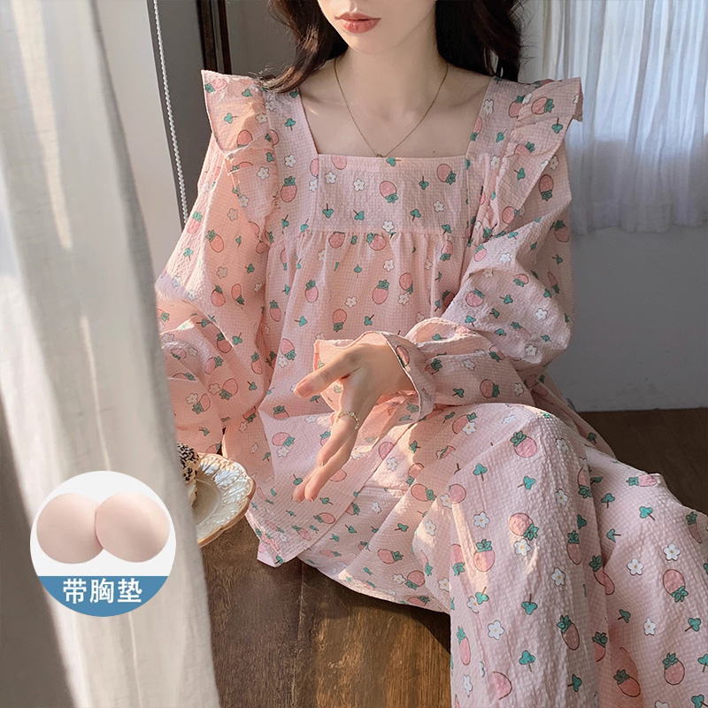 Summer Cotton With Pads Homewear Women Short Sleeve Shorts 2 Pcs Breat photo 2 (style 24)