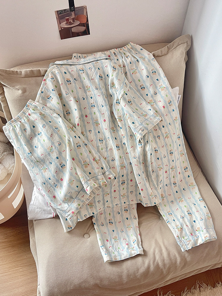 Summer Cloud Cotton Homewear Women Short Sleeve Shorts 2 Pcs Breathabl photo 1 (style 21)