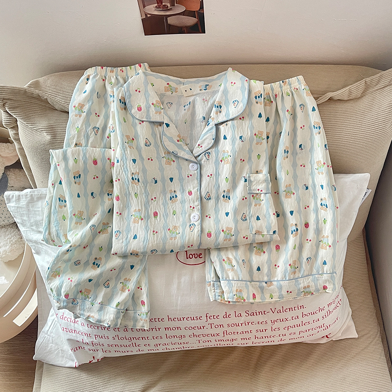 Summer Cloud Cotton Homewear Women Short Sleeve Shorts 2 Pcs Breathabl photo 6 (style 21)