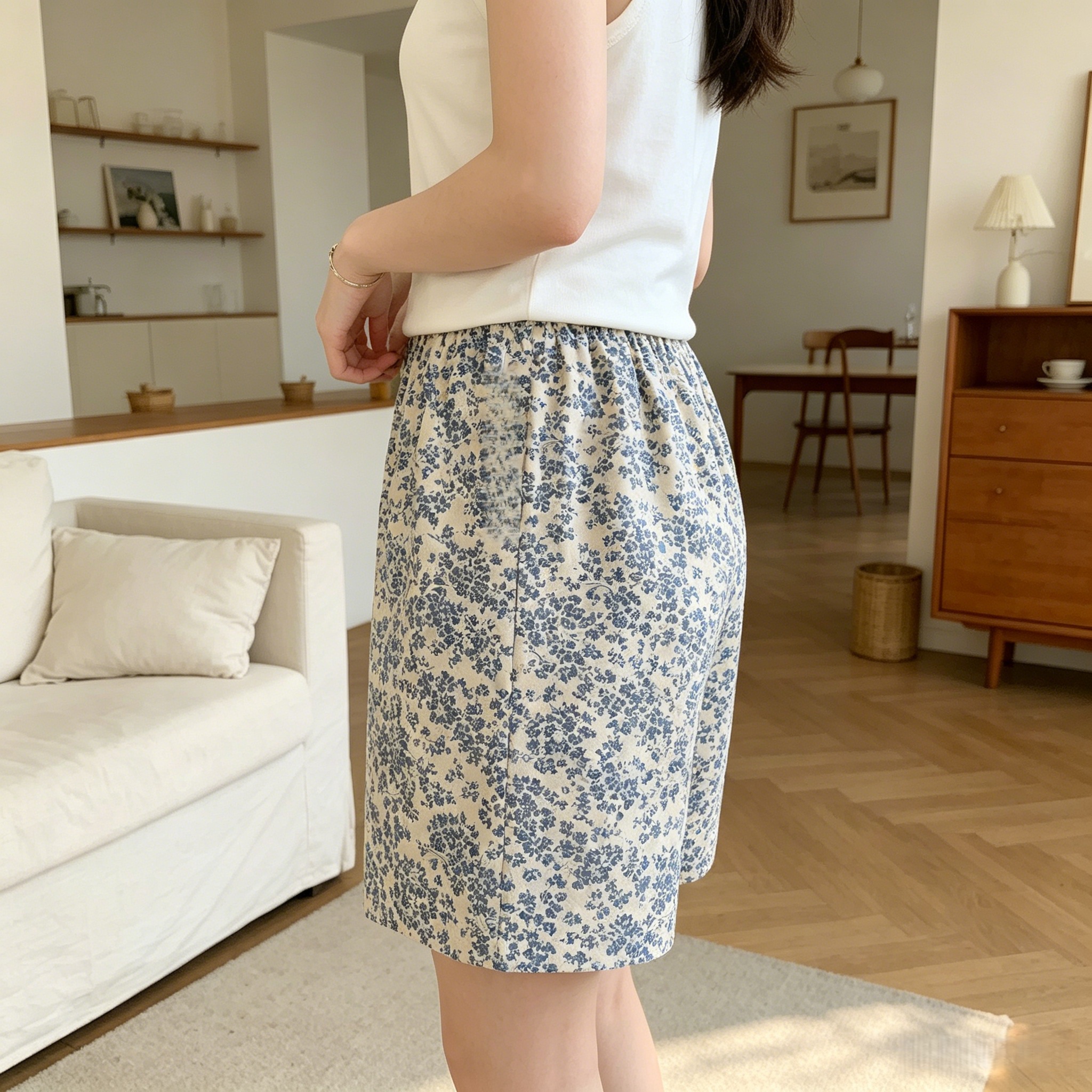 Summer Cotton Homewear Women Short Sleeve Shorts 2 Pcs Breathable Comf photo 3 (style local-短裤)