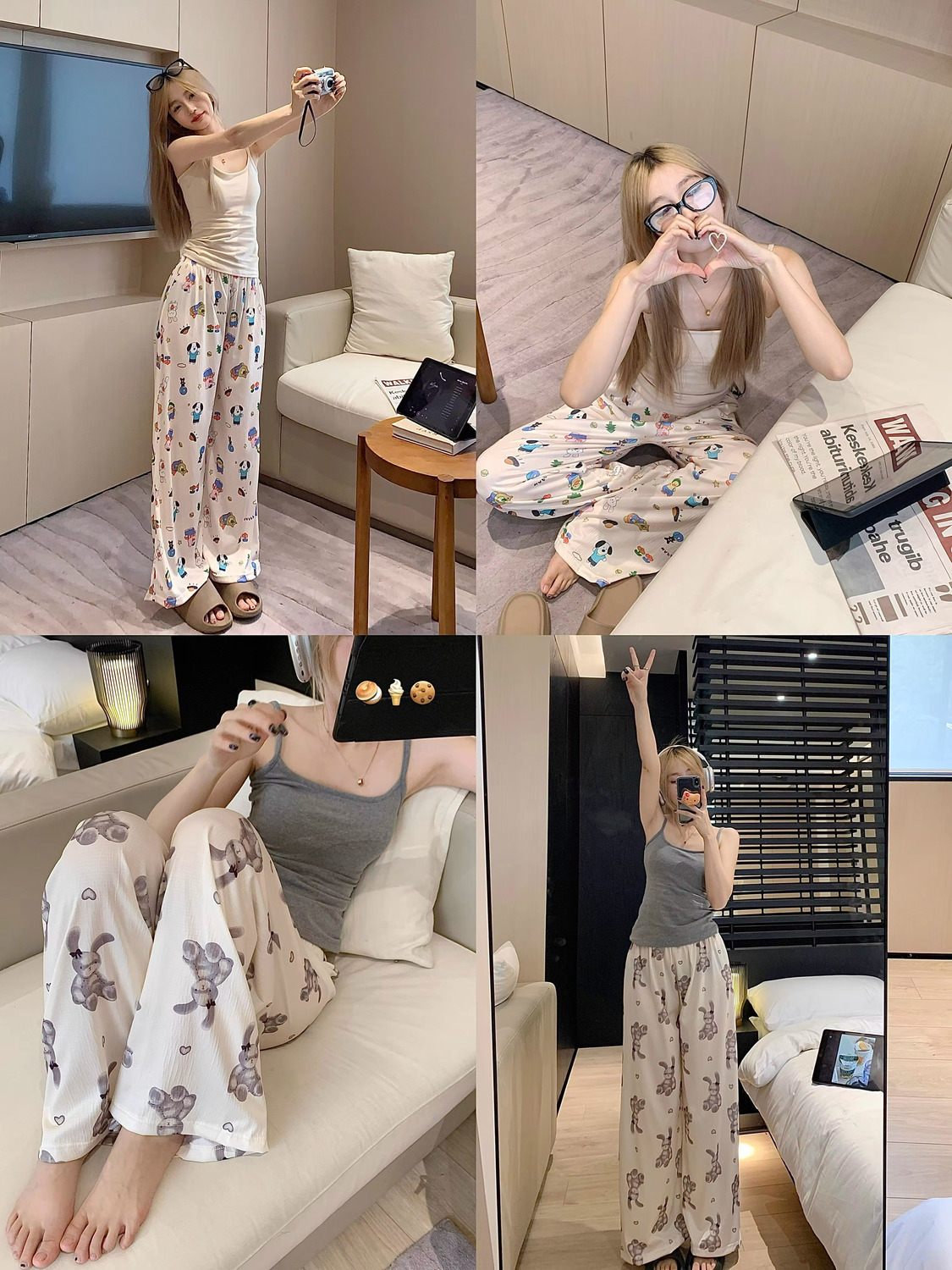 Summer Cotton Homewear Women Short Sleeve Shorts 2 Pcs Breathable Comf photo 4 (style local-短长胸垫两个色)
