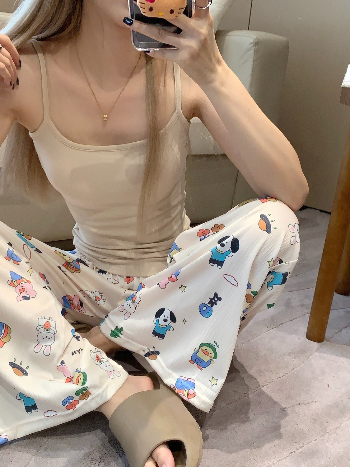 Summer Cotton Homewear Women Short Sleeve Shorts 2 Pcs Breathable Comf photo 7 (style local-短长胸垫两个色)