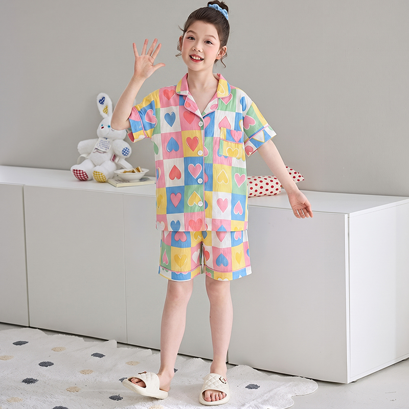 Summer Cloud Cotton Homewear Women Short Sleeve Shorts 2 Pcs Breathabl photo 4 (style 60016006155)