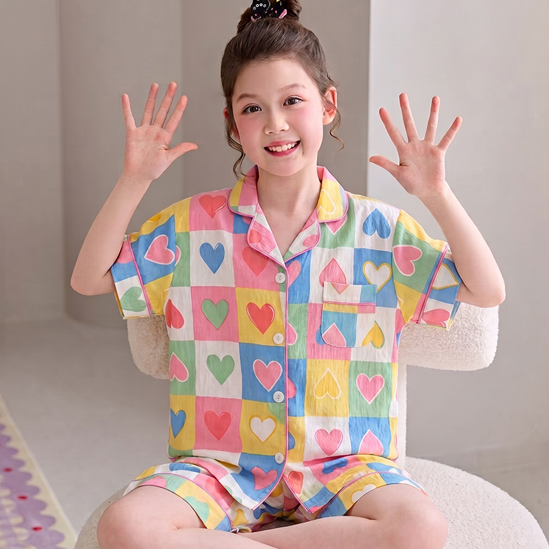 Summer Cloud Cotton Homewear Women Short Sleeve Shorts 2 Pcs Breathabl photo 5 (style 60016006155)