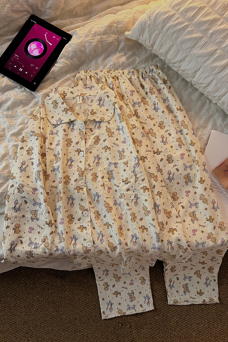 Summer Cloud Cotton Homewear Women Short Sleeve Shorts 2 Pcs Breathabl photo 2 (style 717819)