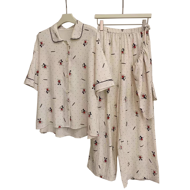Summer Cotton Homewear Women Short Sleeve Shorts 2 Pcs Breathable Comf photo 1 (style local-纯欣宝货号CXB)