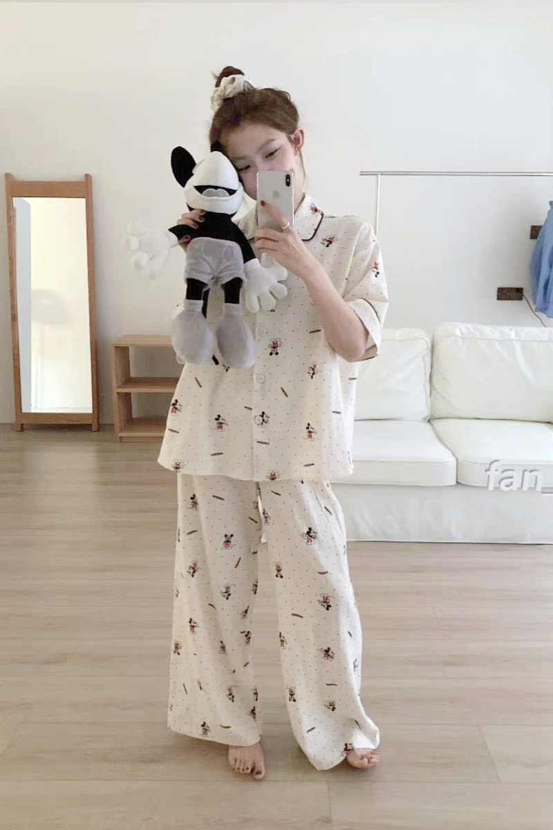 Summer Cotton Homewear Women Short Sleeve Shorts 2 Pcs Breathable Comf photo 2 (style local-纯欣宝货号CXB)