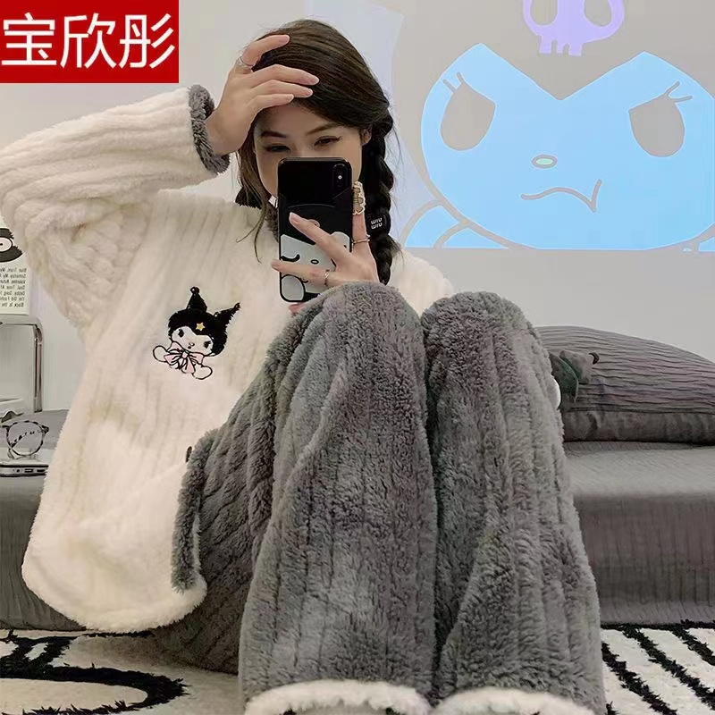 Summer Cotton Homewear Women Short Sleeve Shorts 2 Pcs Breathable Comf photo 2 (style local-绒)