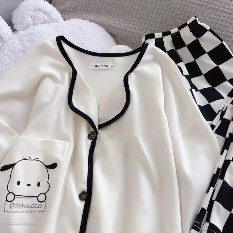 Summer Cotton Homewear Women Short Sleeve Shorts 2 Pcs Breathable Comf photo 6 (style local-详情)