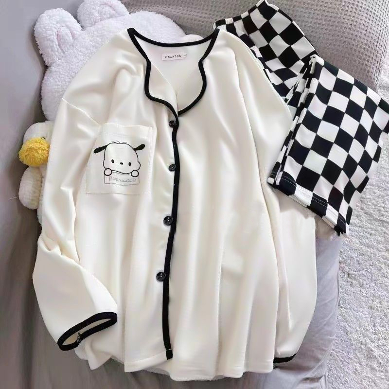 Summer Cotton Homewear Women Short Sleeve Shorts 2 Pcs Breathable Comf photo 7 (style local-详情)